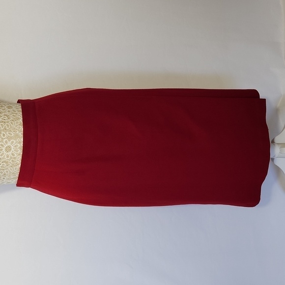 J G Hook Petites Red A-line 100% Wool Side Zip Front Slit Skirt Size 6 Vintage - Picture 1 of 12